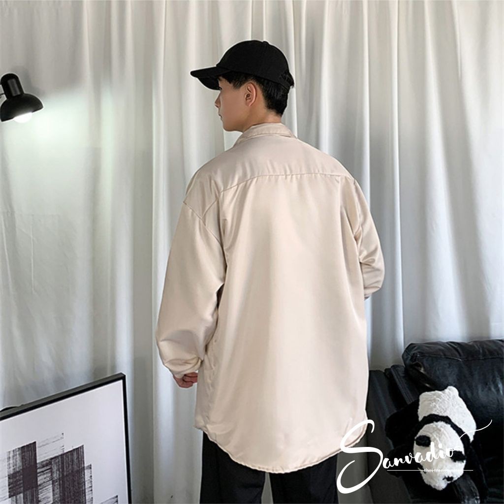 Áo sơ mi nam SANVADIO form rộng-phối khoen cực chất