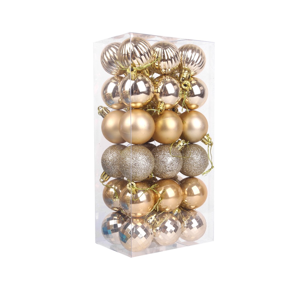 Hộp 36 Quả Cầu Kim Tuyến 4cm Trang Trí Cây Thông Noel
