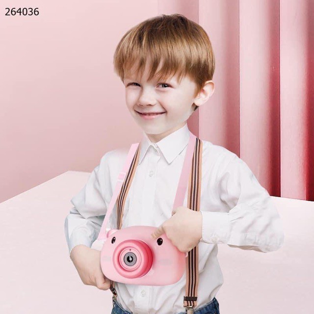 MÁY ẢNH THỔI BÓNG HÌNH HEO CON DỄ THƯƠNG + TẶNG KÈM 2 CHAI XÀ PHÒNG THỔI BÓNG .