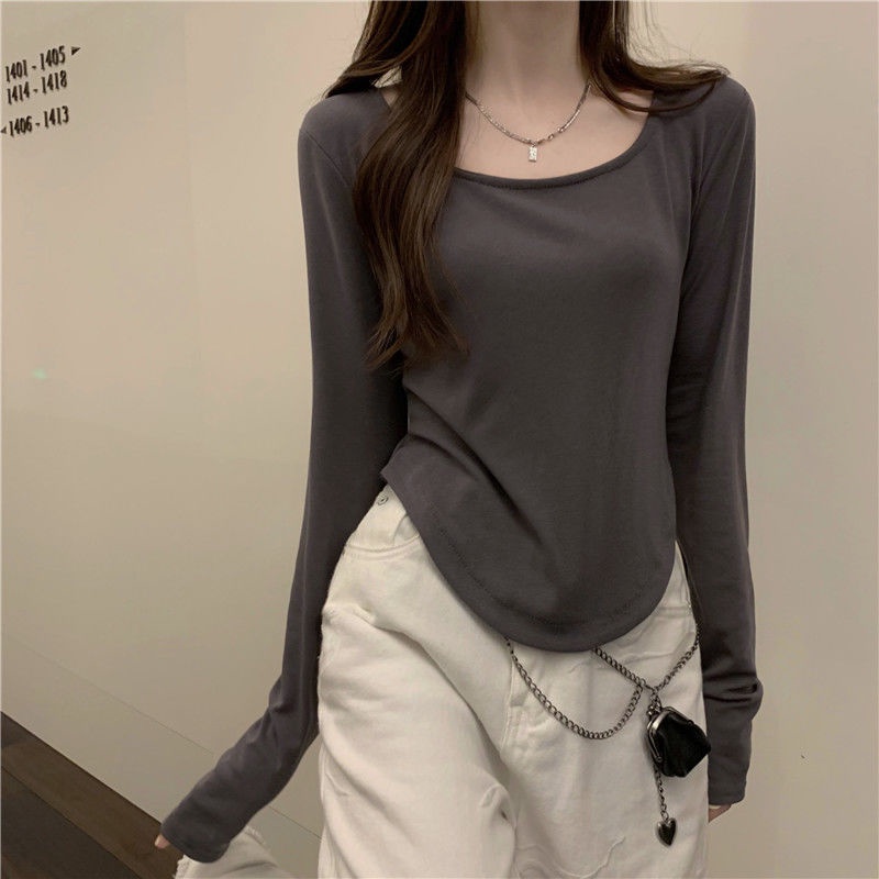 Áo Thun Trơn Tay Dài Dáng Ôm Quyến Rũ Trẻ Trung Cho Bạn Gái