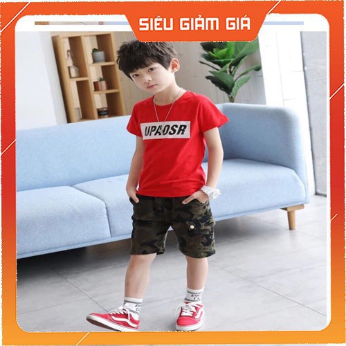 [ xả kho ] EB  Sét bộ quần áo trẻ em in hình chữ Up dành cho bé trai từ 18-28kg