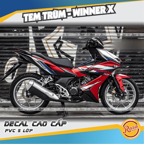 Tem trùm WINNER X màu đỏ đen | Decal PVC 5 lớp cao cấp | Mã tem: WINX 0130