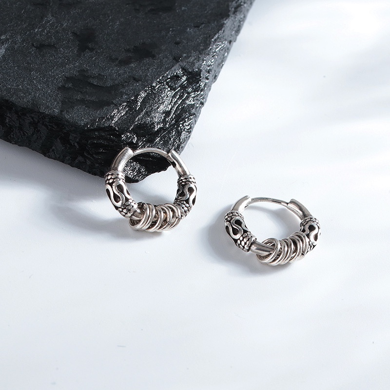 Bông Tai Hình Học Đơn Giản Phong Cách Retro Cho Nam