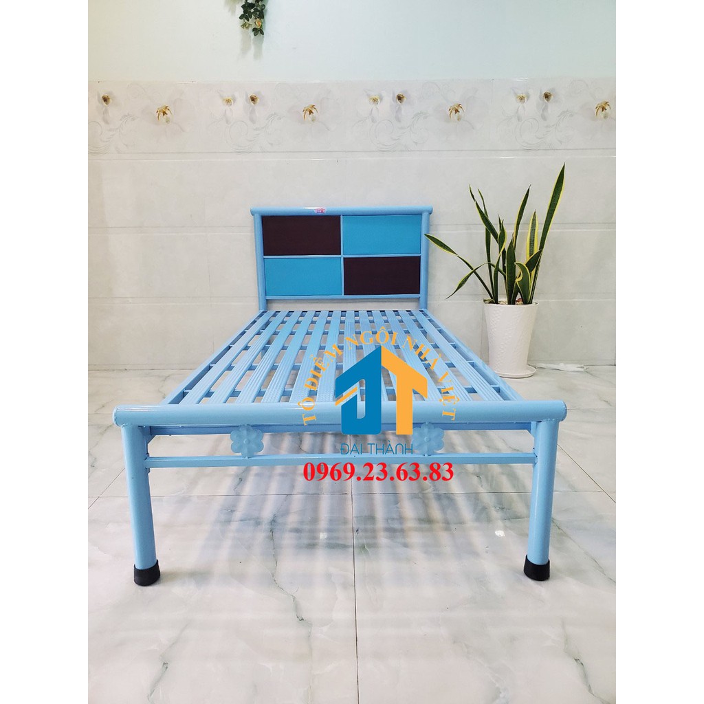 Giường sắt kích thước ngang 1M2 dài 2M – GS40 mẫu đơn giản, tiện dụng