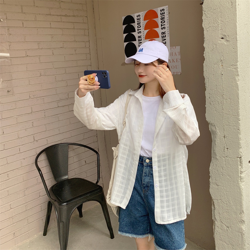 Áo Sơ Mi Trắng Kẻ Sọc Thời Trang Mùa Hè Mới Cho Nữ