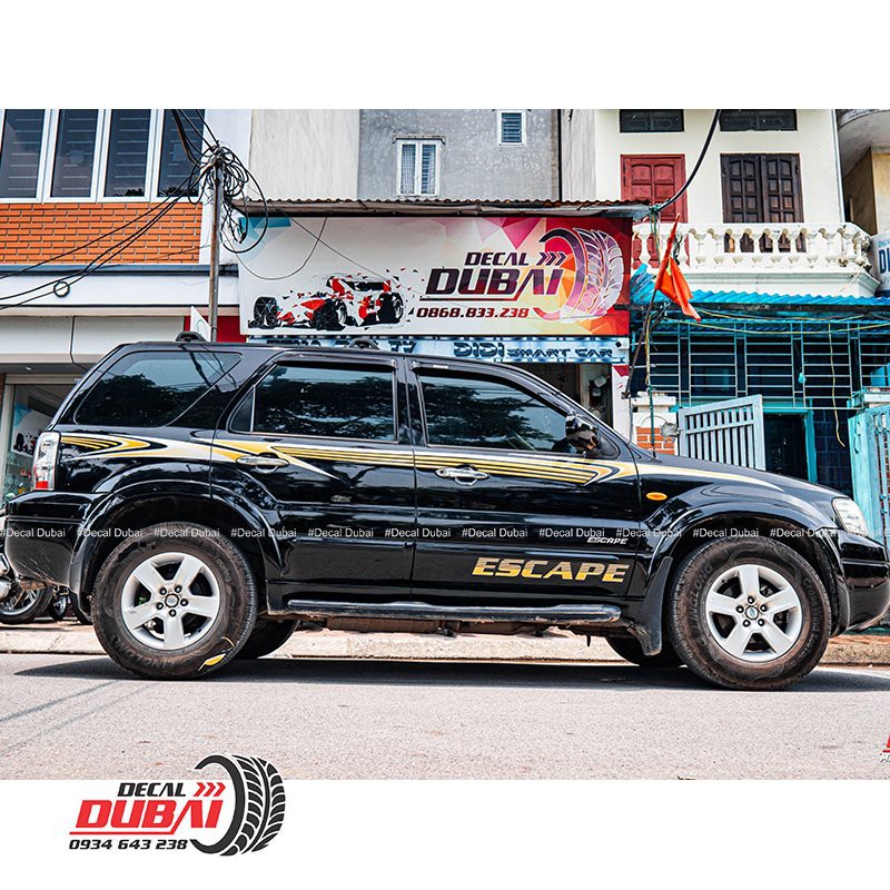 Tem Decal Dán Trang Trí Xe Ford Escape Đen - Thiết kế đổi màu, đổi mẫu trên từng xe - Decal 3 lớp dày dặn, hàng cao cấp