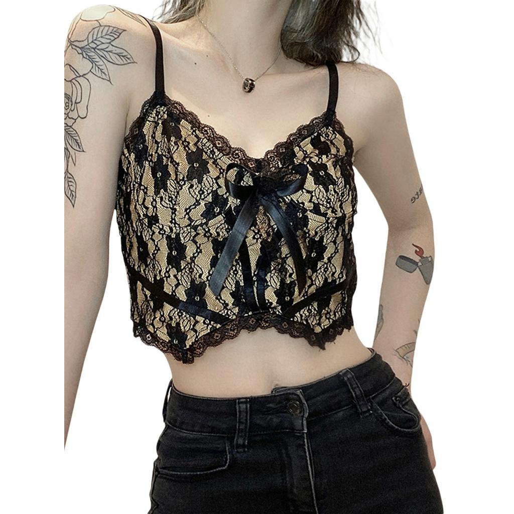 Áo Croptop Hai Dây Phối Ren Thời Trang Quyến Rũ Dành Cho Nữ