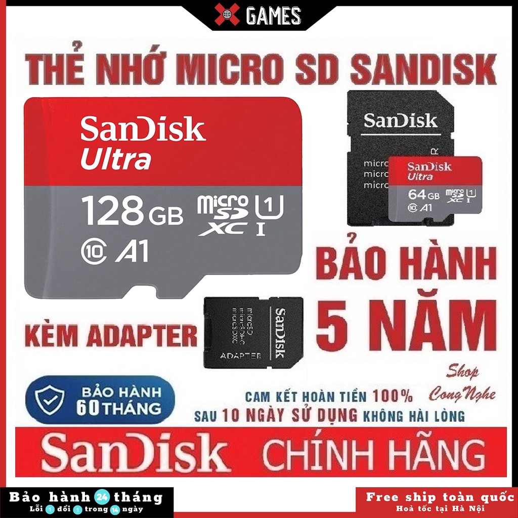 Thẻ nhớ MicroSDHC 128GB 64GB 32GB SanDisk Ultra Class 10 667x 100MB/s