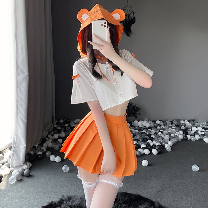 charming girl-lingerie Sexy cute mouse senior student student pleated skirt split uniform
