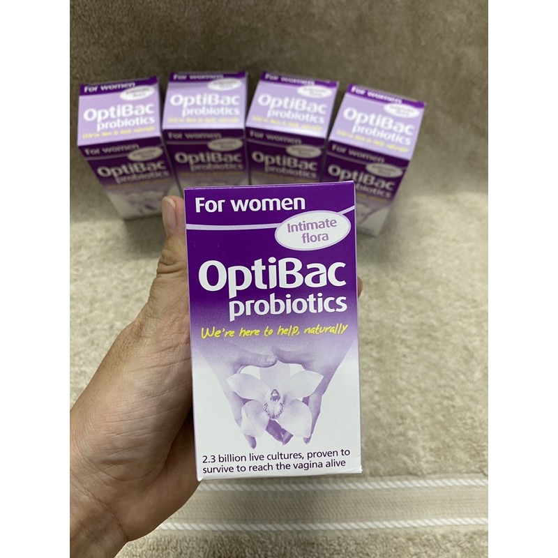 Viên uống Optibac Probiotic for Women tím cho phụ nữ.