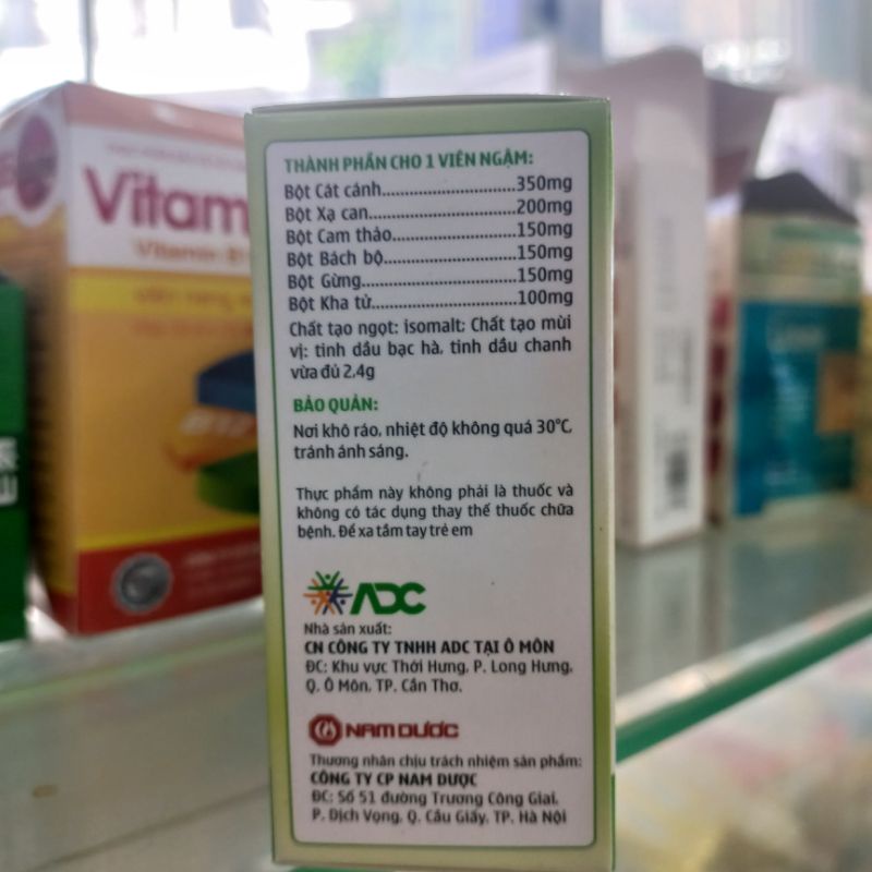 Viên ngậm giảm ho Nam Dược nguồn gốc thiên nhiên giúp giảm đau họng, khản tiếng - Hộp 10 vỉ