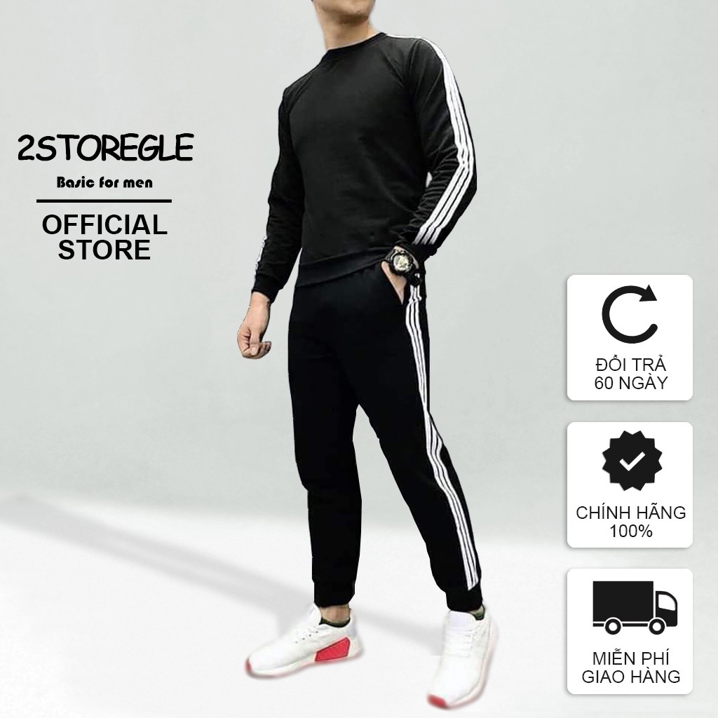 Quần Nam 2STOREGLE Phong Cách Thể Thao Màu Đen Dáng Ôm Cạp Chun Ống Bó