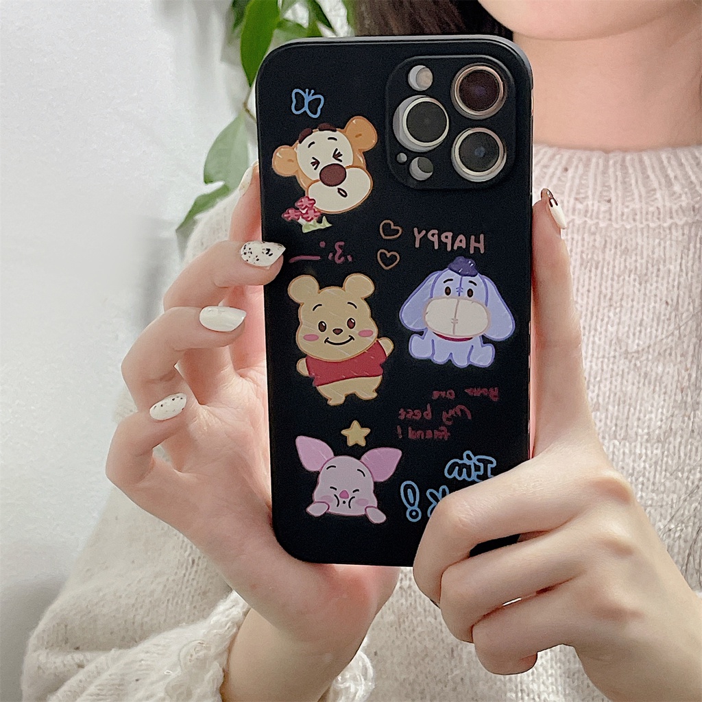 Ốp điện thoại viền silicon mềm in hình gấu Pooh thích hợp cho iPhone 13 / 12 Pro Max 11 Xr 6 7 8 Plus