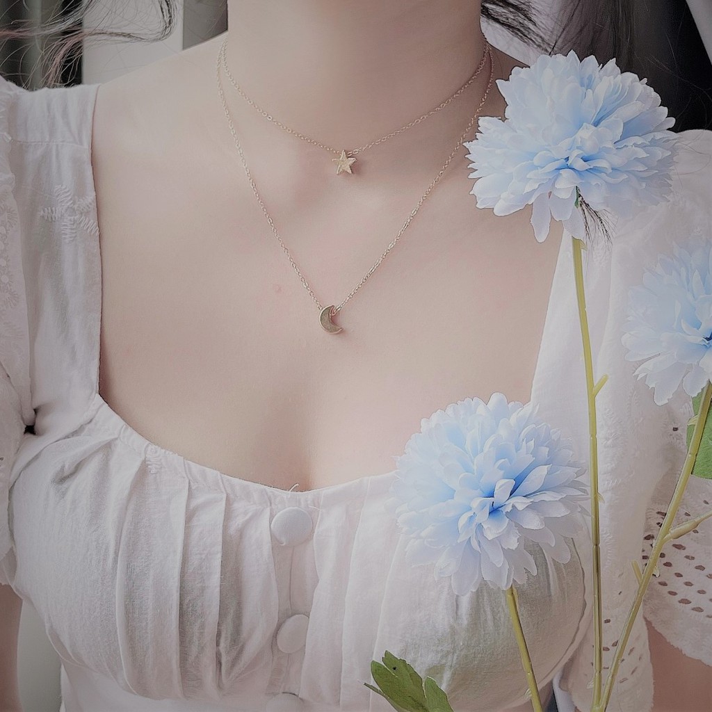 [Xả kho] Vòng cổ xích hợp kim choker layer ngôi sao - dây chuyền mặt trăng retro necklace phụ kiện trang sức Hades.js