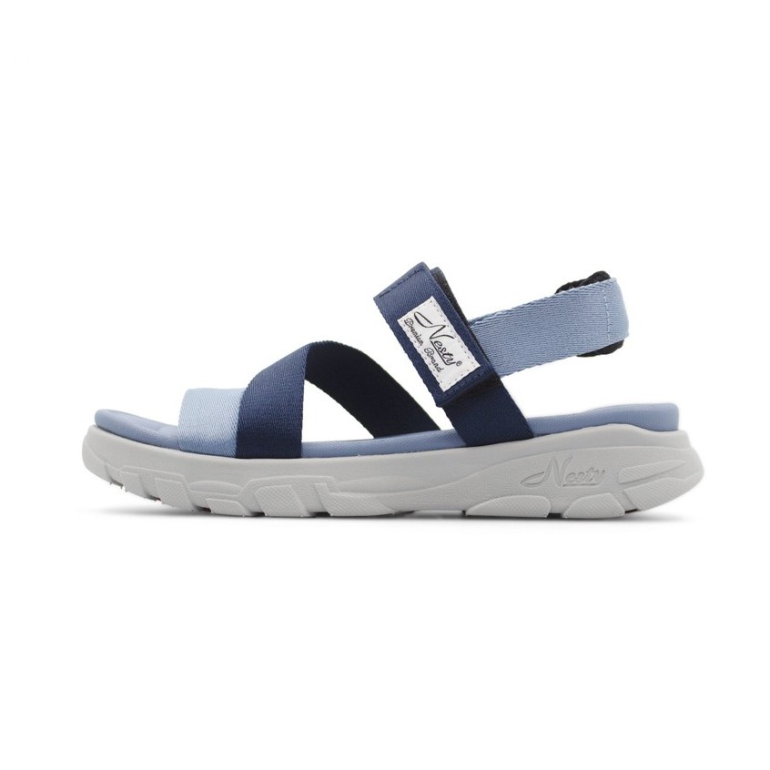 Giày sandal quai chéo nữ, xăng đan cực êm NESTY SB1204 xanh biển phối màu