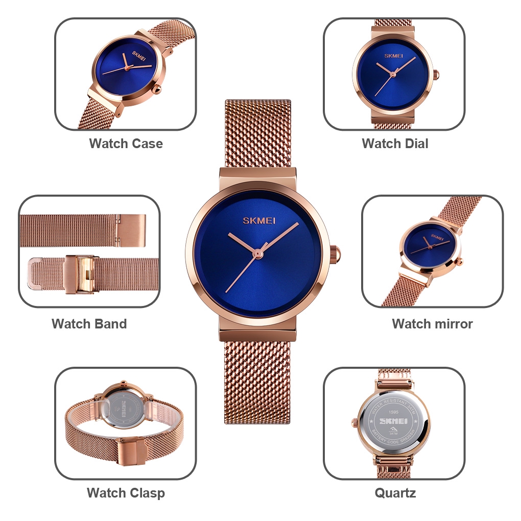 Đồng Hồ SKMEI 1595 Chuyển Động Thạch Anh Dây Bằng Thép Không Gỉ | BigBuy360 - bigbuy360.vn