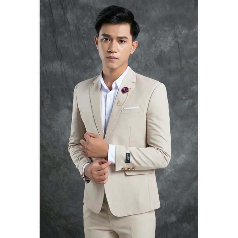 Bộ vest nam,Aó vest nam thời trang ,bộ suit màu trắng kem cao cấp lịch lãm cho phái mạnh, com lê blaze