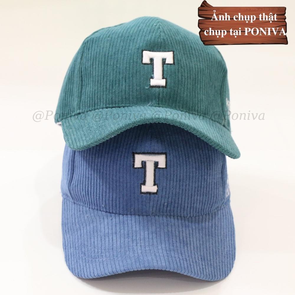 Mũ lưỡi trai ❤️ Nón kết thêu chữ T chất nhung tăm form unisex phong cách Ulzzang Thời trang PONIVA siêu hot