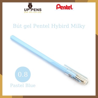 Bút gel sữa dạ quang Pentel Hybird Milky - Metal tip 0.8mm - Màu xanh dương pastel (Pastel Blue)