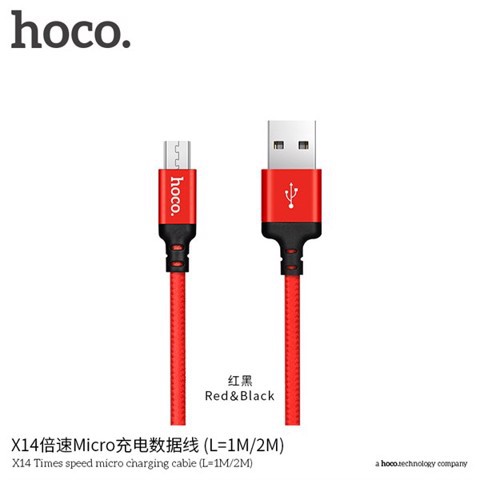 Cáp sạc dây dù Hoco X14 dài 2M - cổng microUSB  - Chính Hãng - Bảo hành 12 th