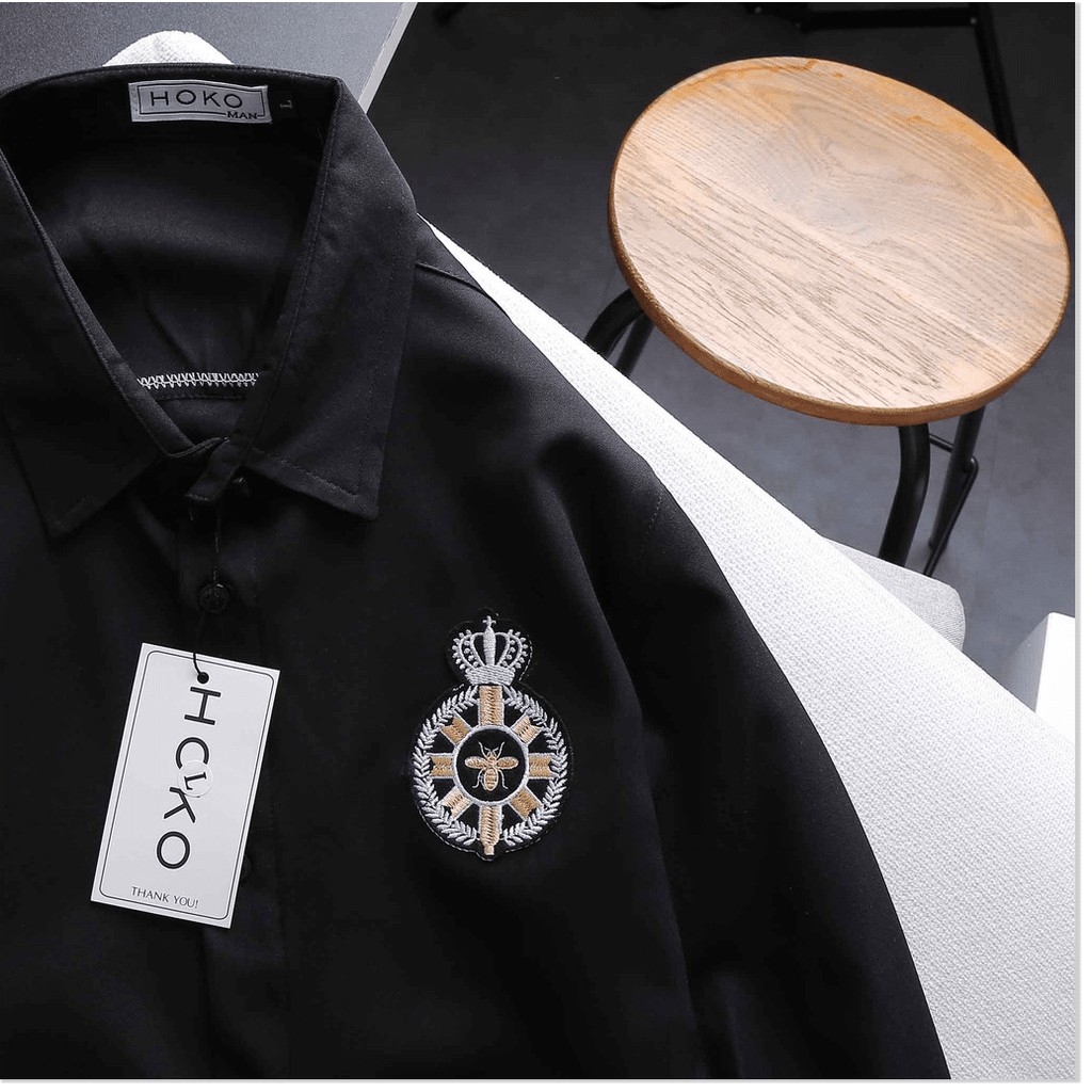 Áo sơ mi nam tay dài in thêu cực chất , siêu phong cách cho anh em KOKO MI STORE