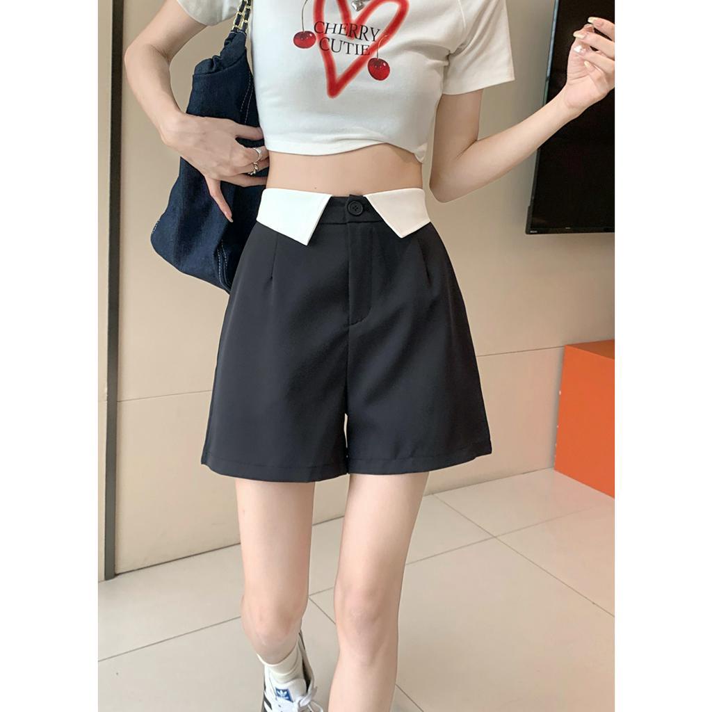Quần Short Lưng Cao Ống Rộng Thời Trang Hàn Quốc Cho Nữ