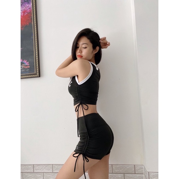 Áo Croptop Sát Nách Tập Gym Rút Dây Baby Girl Siêu Xinh