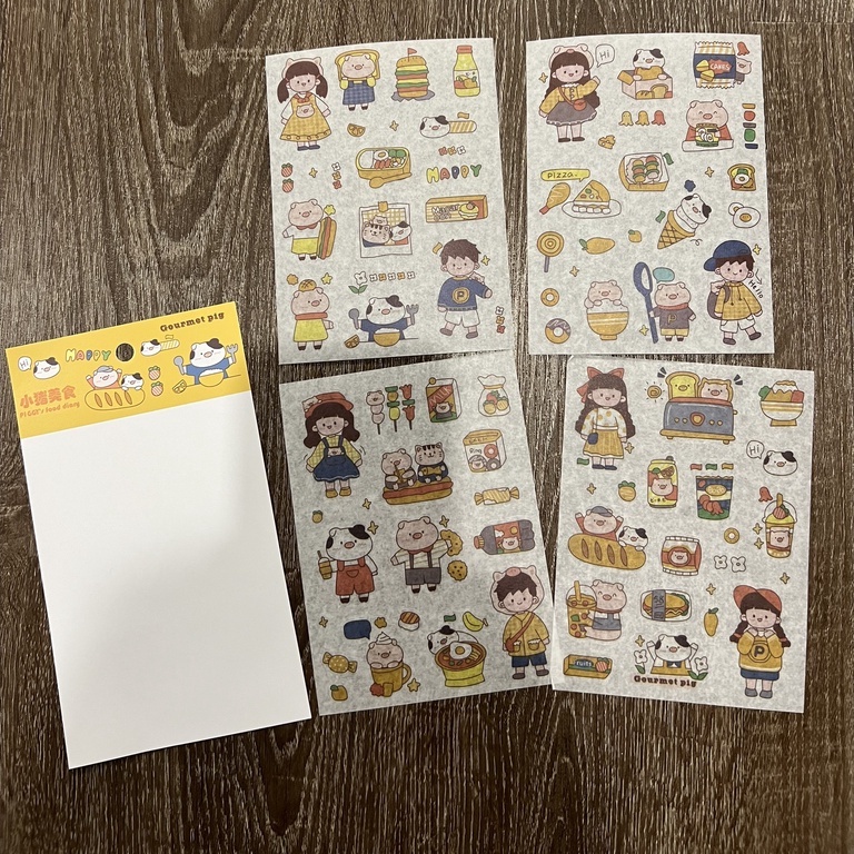 Sticker set 4 tấm dán hình ngộ nghĩnh trang trí đồ vật, sổ tay cho bé cực xinh, bé nào cũng mê tít