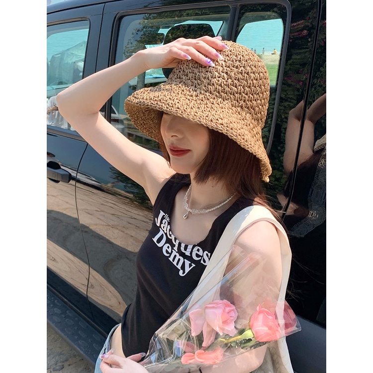 Nón Cói Rộng Vành Phối Nơ Thời Trang Đi Biển Cho Nữ