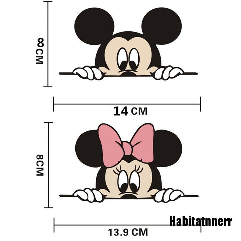 1 Miếng Dán Trang Trí Gương Chiếu Hậu Hình Chuột Mickey Đáng Yêu 14x8cm