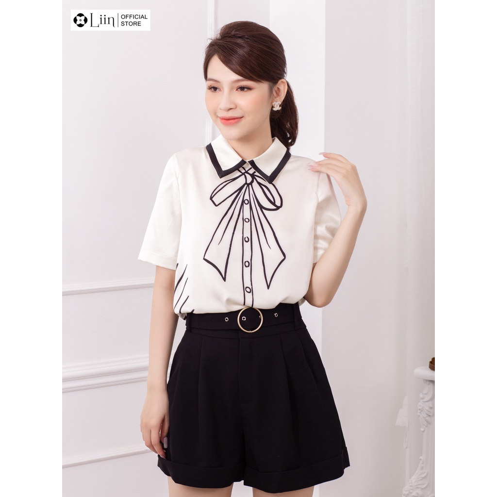 Quần Đùi nữ dáng suông màu Đen Đai Tròn mặc thoải mái, dễ phối đồ Liin Clothing Q3514