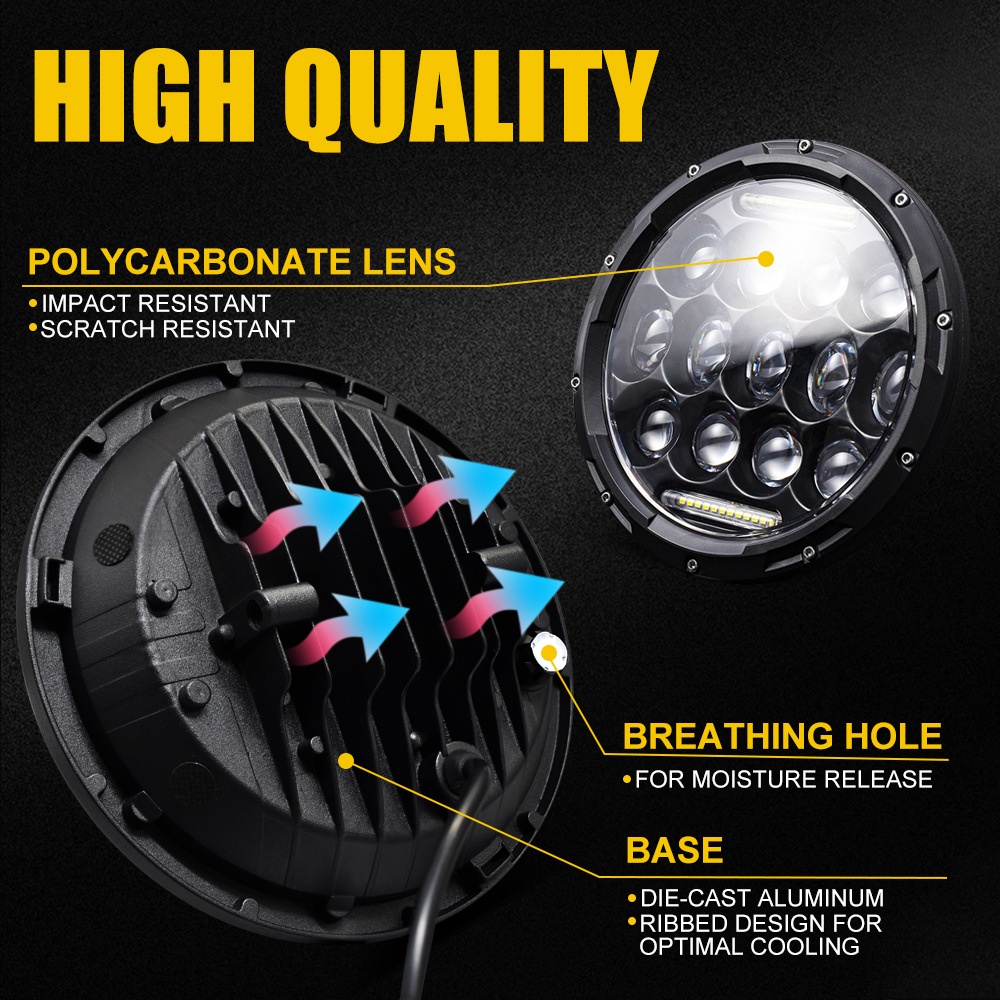 Gáo đèn pha led harley dùng độ các dòng mô tô 7 inch 18cm