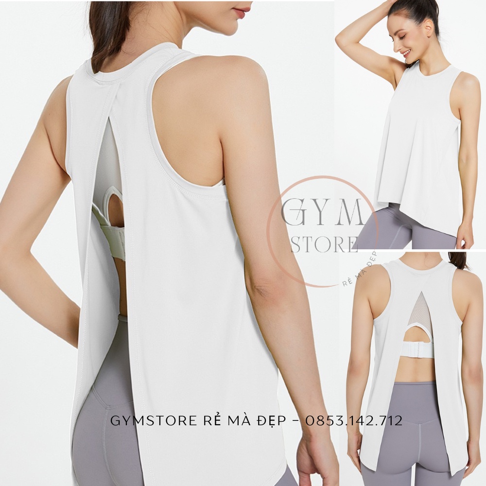 Áo Tanktop Thun Ba lỗ Nữ Xẻ Vạt Tập Gym Yoga Dance Chạy Bộ Co Giãn Thấm Hút Mồ Hôi GYMSTORE 030