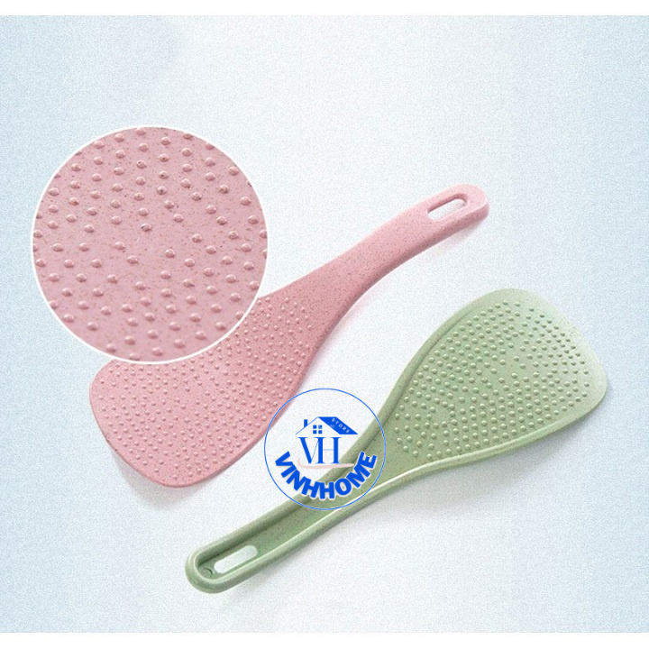 Vá Muỗng Xới Cơm Lúa Mạch An Toàn, muỗng múc cơm màu trơn, vá xới cơm lúa mạch bền đẹp, vừa cầm, tiện lợi