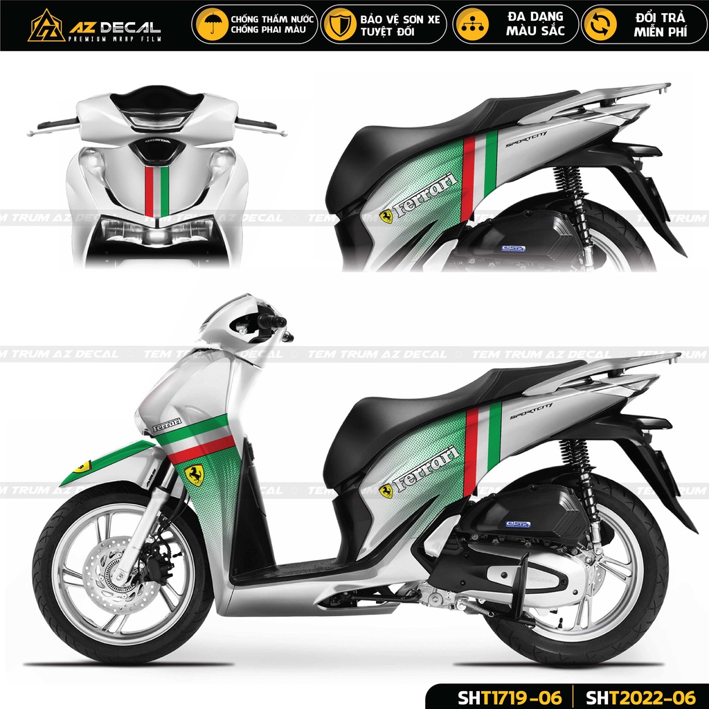 Tem Trùm Dán SH Phong Cách Ferrari | SHT-06 | Decal Team Trùm SH 2017 - 2019 - 2020 - 2021 - 2022 Đẹp Nhất