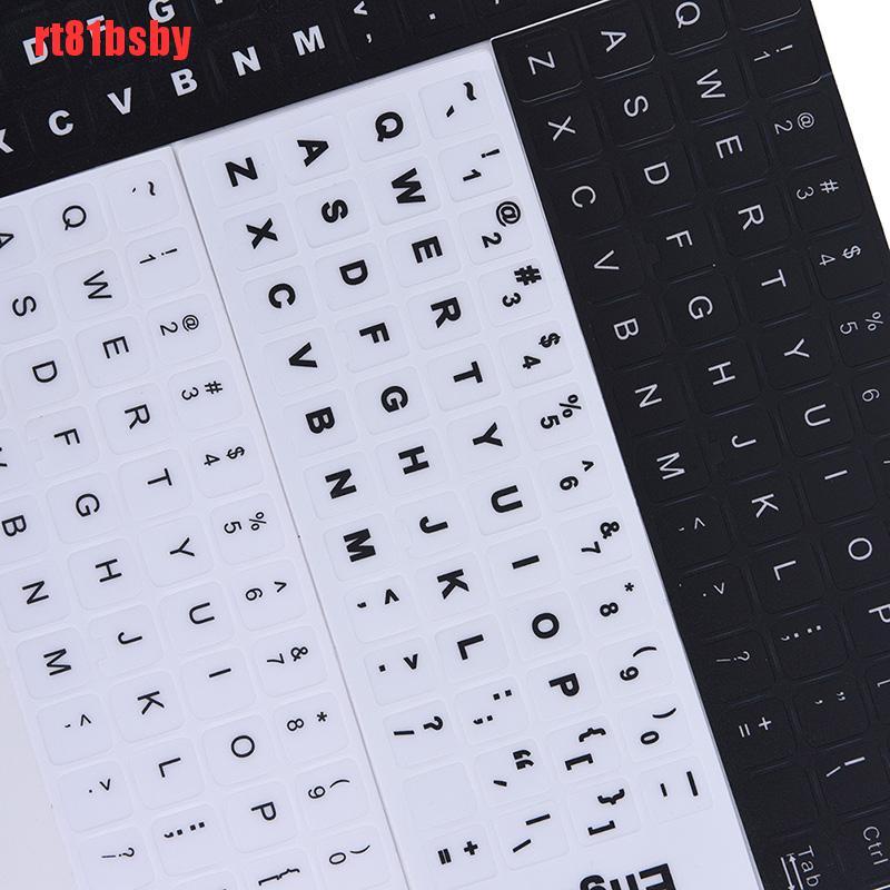 [rt81bsby]English Keyboard Replacement Stickers White on Black Any PC Computer Laptop