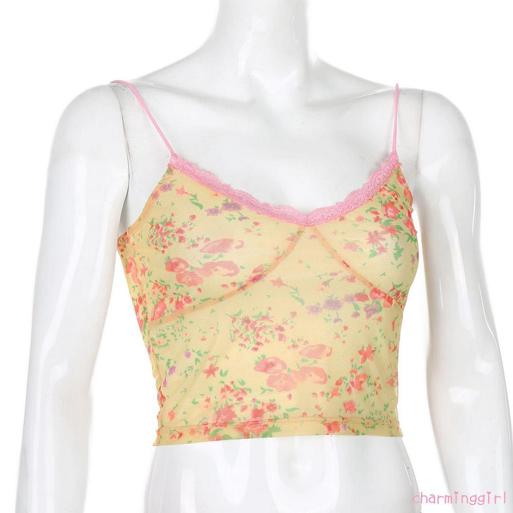 Áo Hai Dây Cổ Tim In Họa Tiết Hoa Quyến Rũ Dành Cho Nữ