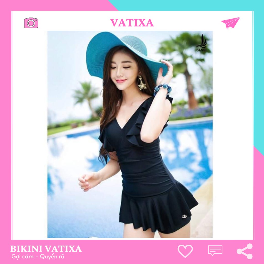 Bikini Nữ Đồ Bơi Liền Thân Kiểu Váy Kín Đáo VATIXA BKN29 *