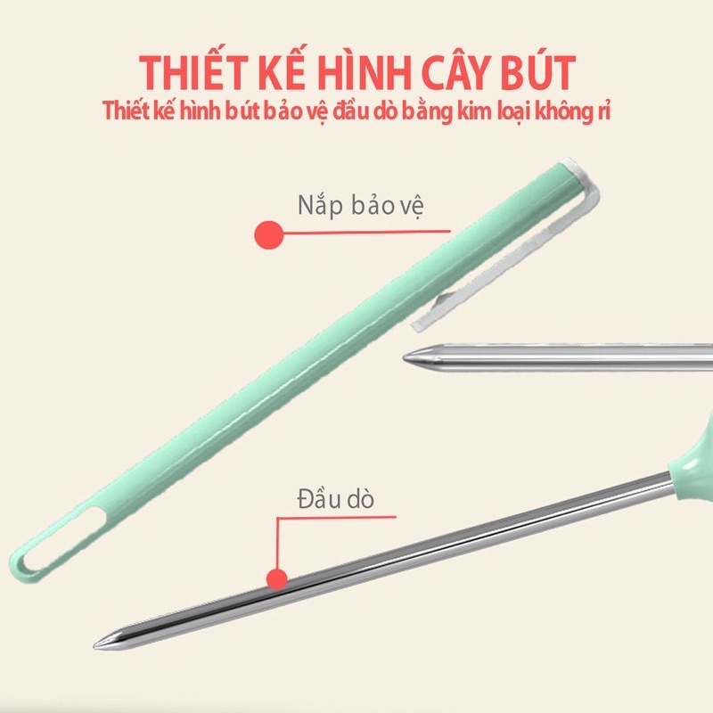 Que đo kichi, nhiệt kế đo nhiệt độ sữa, cháo, nước, chất lỏng an toàn cho bé và gia đình