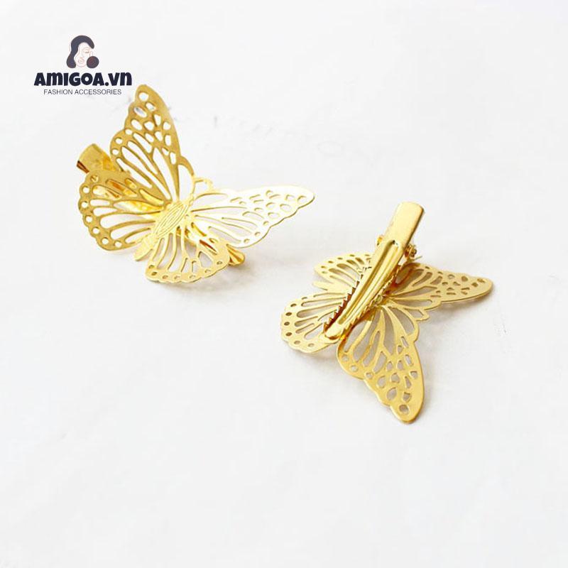 ✨✨Kẹp tóc thời trang cổ điển hình con bướm màu vàng rỗng