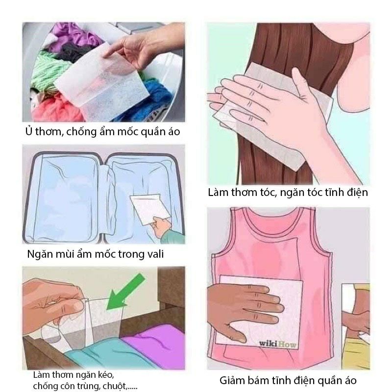 Giấy thơm quần áo Bounce của mỹ có tách lẻ giúp lưu hương lâu trên quần áo, loại bỏ ẩm mốc và côn trùng
