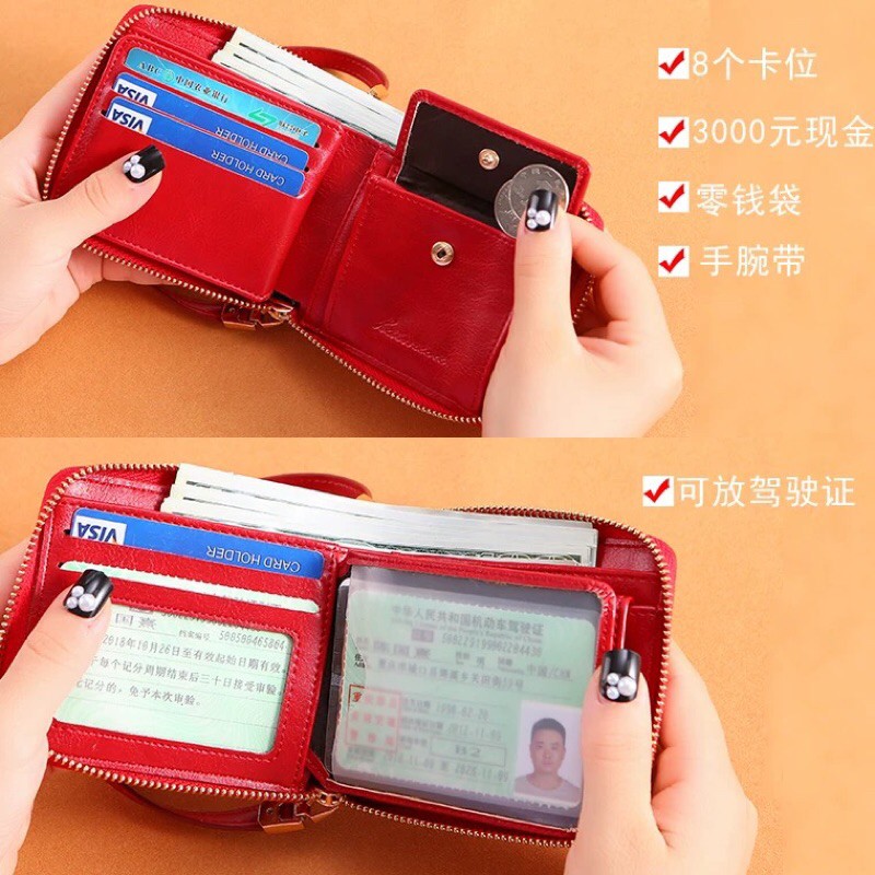 SẴN - ví da mini cao cấp/ ví cầm tay gấp gọn nhiều ngăn