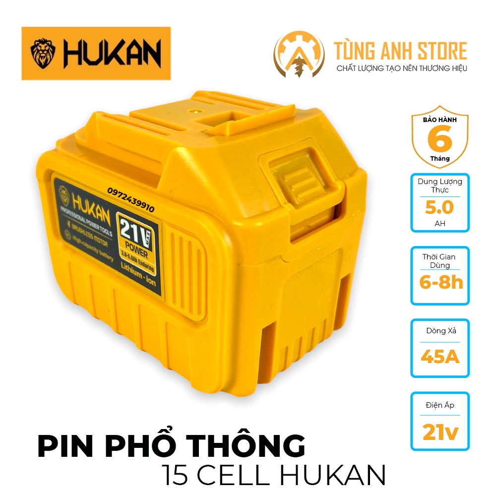 Pin Máy Khoan, Siết Bulong HuKan 15cell chính hãng.