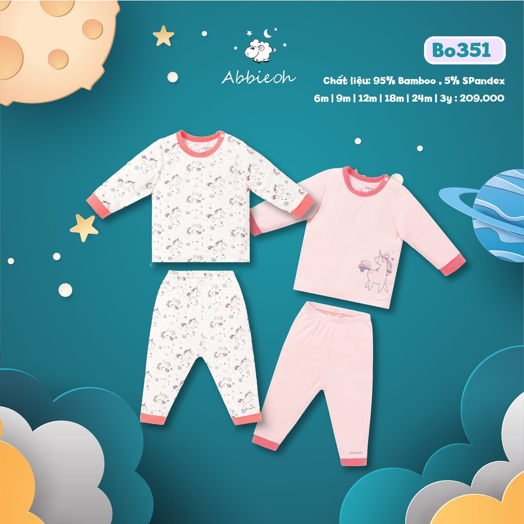 [CHÍNH HÃNG] Bộ quần áo dài tay cotton hoạ tiết trẻ em Abbie Oh