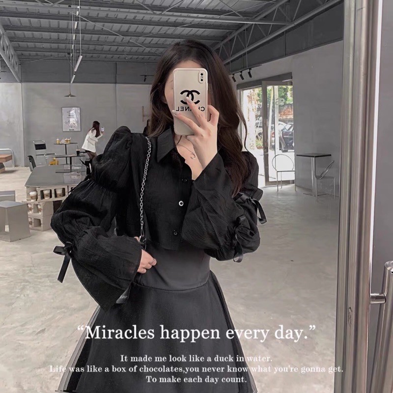 ULZZANG Set váy hai dây đen ulzzang CÁ TÍNH hot TIKTOK 2021