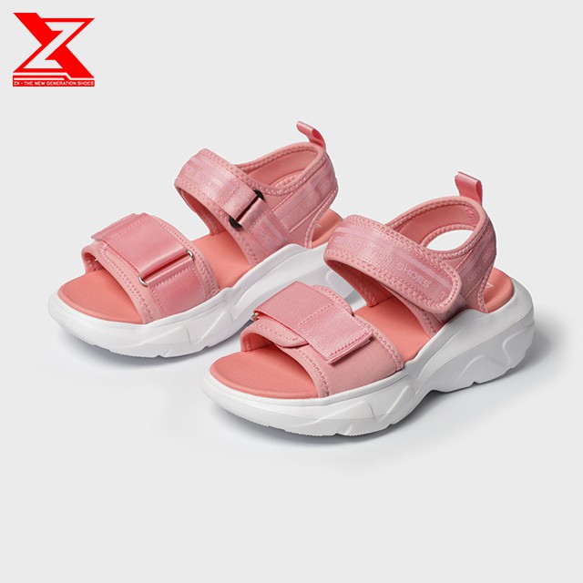 Sandal Ulzzang ZX 2304 Màu Hồng - Đế cao 5cm -  quai ngang bản to có thể điều chỉnh rộng chật