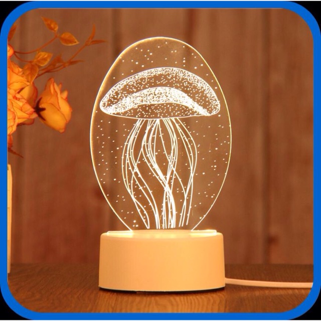 Đèn ngủ 3D SỨA BIỂN CẢ đẹp Tặng kèm hộp quà xinh - Led trang trí sáng tạo - Quà tặng ấn tượng độc đáo