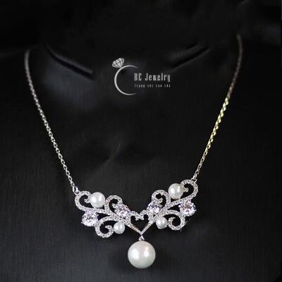 Dây Chuyền Ngọc Bạc 925 phối Đá Sang Trọng - Vòng cổ thời trang nữ - Trang sức Bạc OBE Jewelry