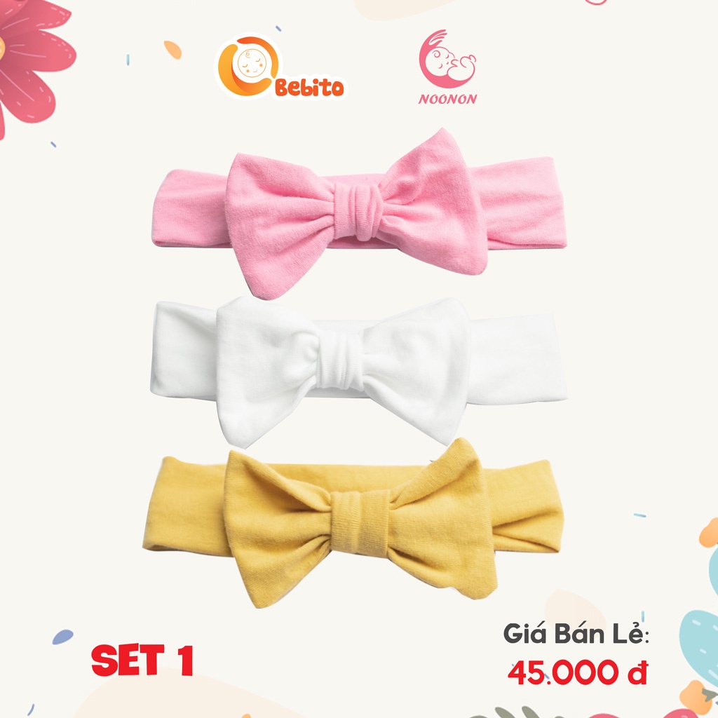 Set 3 Nơ Dễ Thương Cho Bé_TURBAN Nơ Dây Nhí.