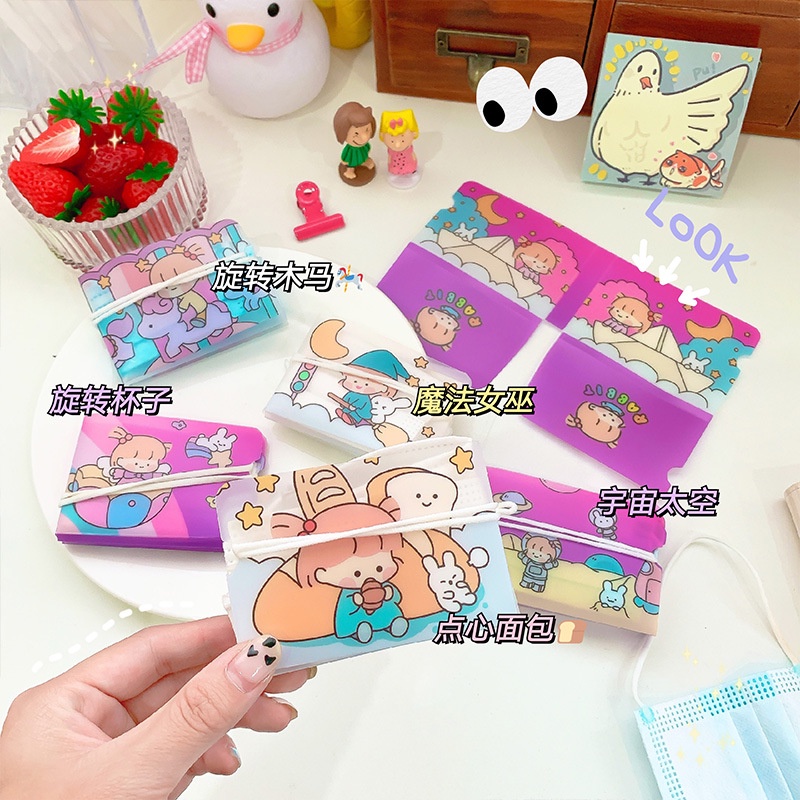 TAILI Túi đựng khẩu trang  in họa tiết hoạt hình dễ thương